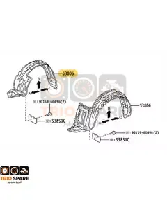 Toyota Hilux SHIELD SUB-ASSY, FRONT FENDER SPLASH, RH 2011 - 2015