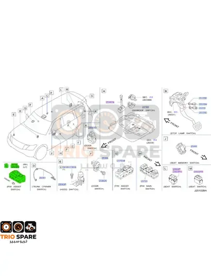 SWITCH ASSY-P0WER WINDOW,REAR RH Nissan Patrol 2014 - 2019