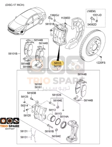 Brake Assy-Fr,Rh Hyundai Sonata 2015 - 2017