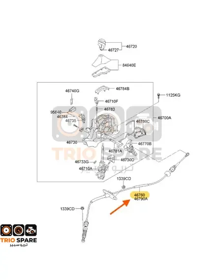 Cable Assy-Atm Lever Hyundai Sonata 2011 - 2015