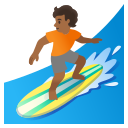 person surfing: medium-dark skin tone emoji in PNG format