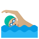 man swimming: medium-light skin tone emoji in PNG format