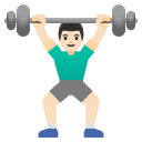 man lifting weights: light skin tone emoji in PNG format