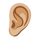 耳朵：中浅肤色 emoji in PNG format