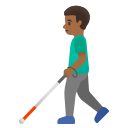 man with white cane: medium-dark skin tone emoji in PNG format