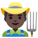 man farmer: dark skin tone emoji in PNG format