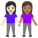 women holding hands: light skin tone, medium skin tone emoji in PNG format