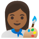 woman artist: medium-dark skin tone emoji in PNG format