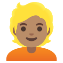 person: medium skin tone, blond hair emoji in PNG format