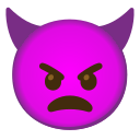 生气的恶魔脸 emoji in PNG format