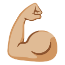 屈臂肌肉：中浅肤色 emoji in PNG format