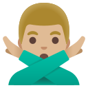 man gesturing NO: medium-light skin tone emoji in PNG format