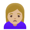 woman frowning: medium-light skin tone emoji in PNG format