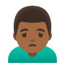 man frowning: medium-dark skin tone emoji in PNG format