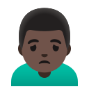 man frowning: dark skin tone emoji in PNG format