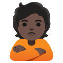 撅嘴的人：深色皮肤 emoji in PNG format