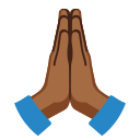 folded hands: medium-dark skin tone emoji in PNG format