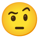 face with raised eyebrow emoji in PNG format