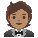 person in tuxedo: medium skin tone emoji in PNG format