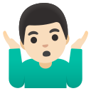 man shrugging: light skin tone emoji in PNG format