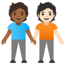 people holding hands: medium-dark skin tone, light skin tone emoji in PNG format