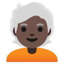 person: dark skin tone, white hair emoji in PNG format