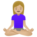 woman in lotus position: medium-light skin tone emoji in PNG format