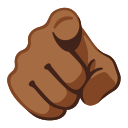 index pointing at the viewer: medium-dark skin tone emoji in PNG format