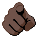 index pointing at the viewer: dark skin tone emoji in PNG format