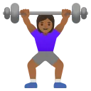 woman lifting weights: medium-dark skin tone emoji in WEBP format