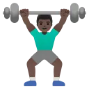Download man lifting weights: dark skin tone emoji in WEBP format