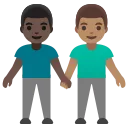 men holding hands: dark skin tone, medium skin tone emoji in WEBP format