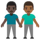 men holding hands: dark skin tone, medium-dark skin tone emoji in WEBP format