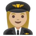 woman pilot: medium-light skin tone emoji in WEBP format