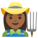 woman farmer: medium-dark skin tone emoji in WEBP format