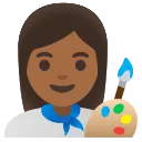 中等深肤色女艺术家 emoji in WEBP format