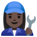 woman mechanic: dark skin tone emoji in WEBP format