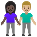 woman and man holding hands: dark skin tone, medium-light skin tone emoji in WEBP format