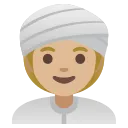 woman wearing turban: medium-light skin tone emoji in WEBP format