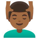 man getting massage: medium-dark skin tone emoji in WEBP format