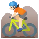 person mountain biking: light skin tone emoji in WEBP format