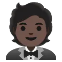 person in tuxedo: dark skin tone emoji in WEBP format