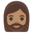 woman: medium skin tone, beard emoji in WEBP format