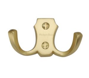 Heritage Brass Double Robe Hook (78Mm Width), Satin Brass