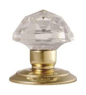 CARLISLE BRASS - GK001-BP POLISHED BRASS & GLASS MORTICE KNOB