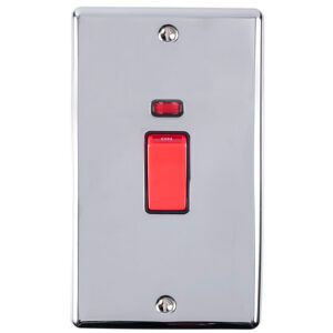 Eurolite En45Aswnpcb 45Amp Dp Switch With Neon Vertical Polished Chrome Enhance Range Black Trim