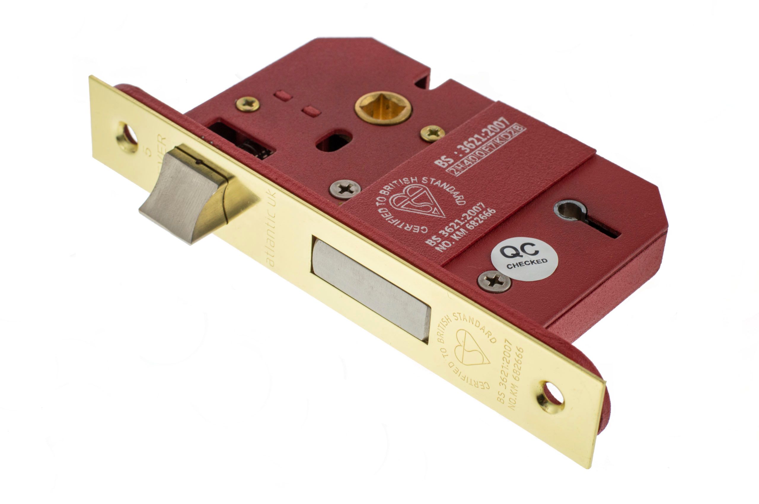 Atlantic 5 Lever Key Sashlock [BS] 3" - Polished Brass
