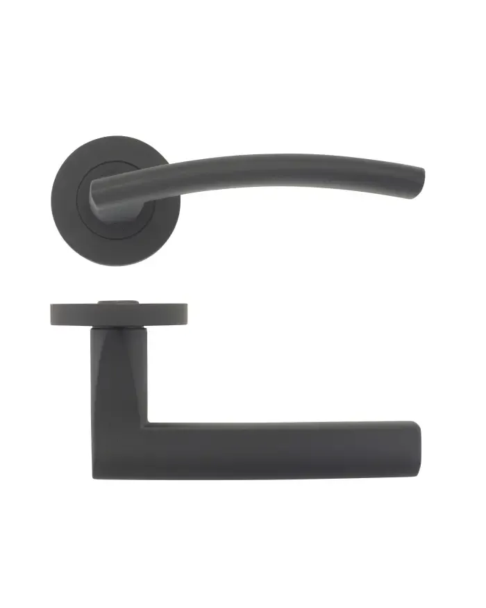 Zoo Hardware ZPZ080-OMB Amalfi Door Handle - Screw On Rose Matt Black