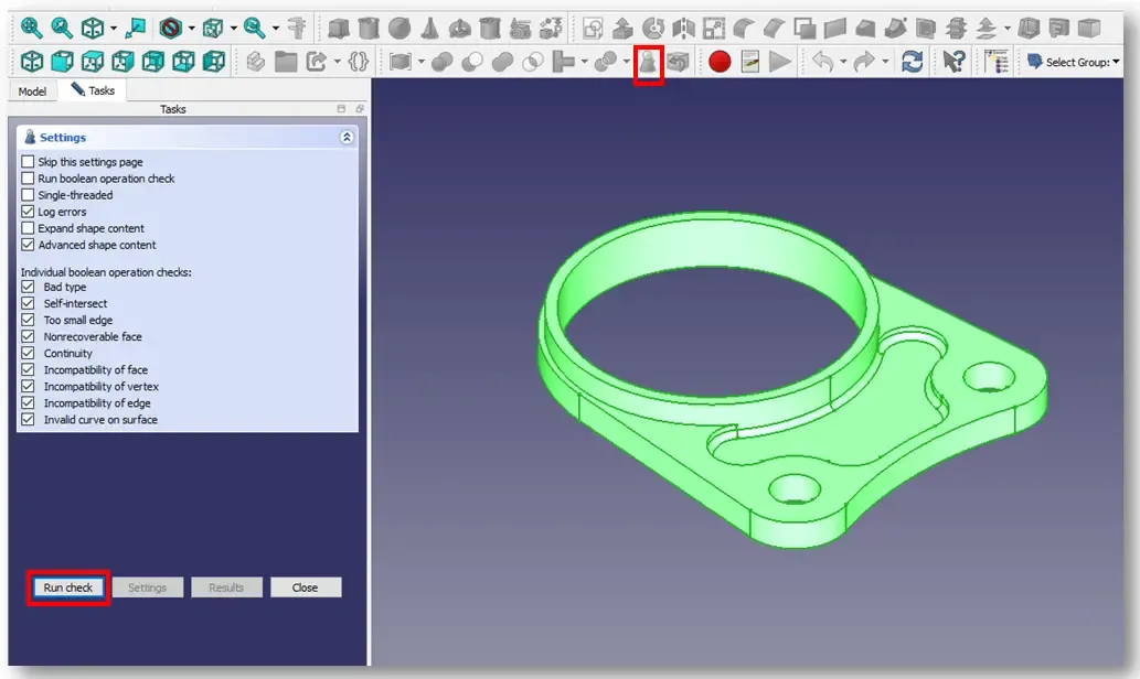 Part geometry check