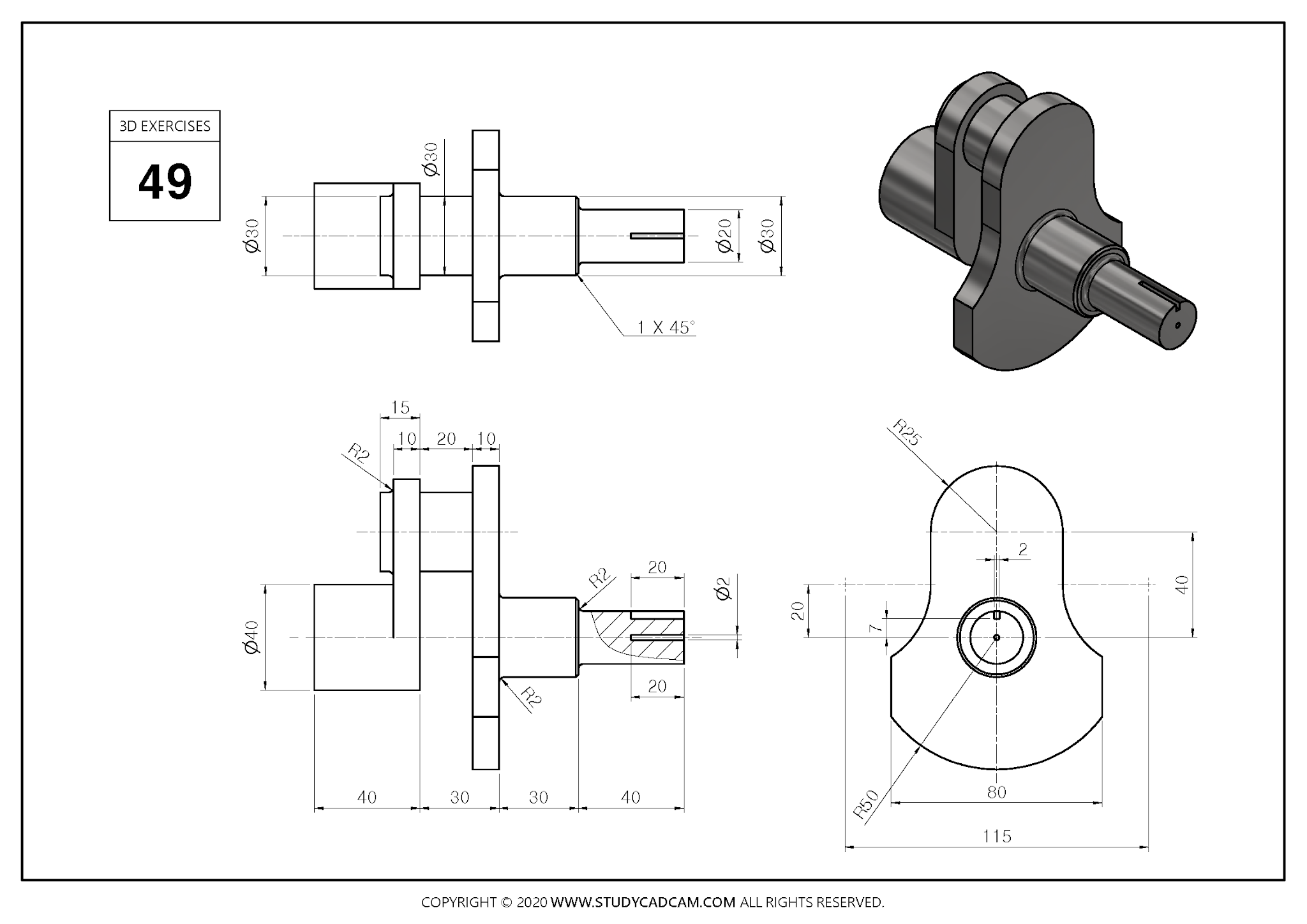 3d cad exercises (www.studycadcam.com) 49